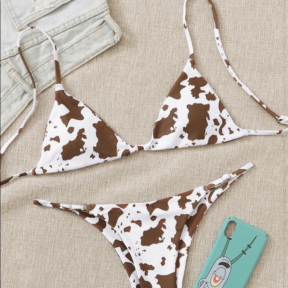 Cow Print Tanga Bikini Swimsuit